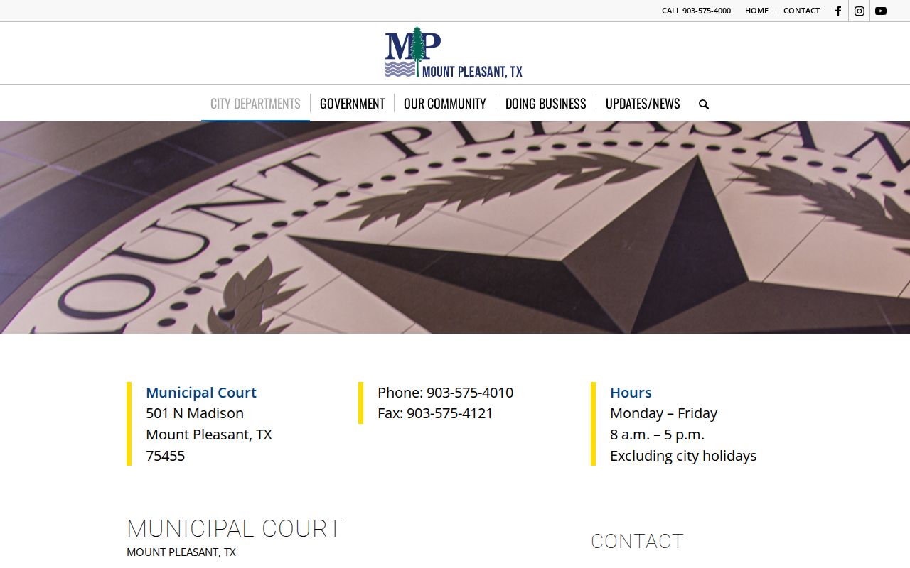 Mount Pleasant court records and Municipal Court procedures