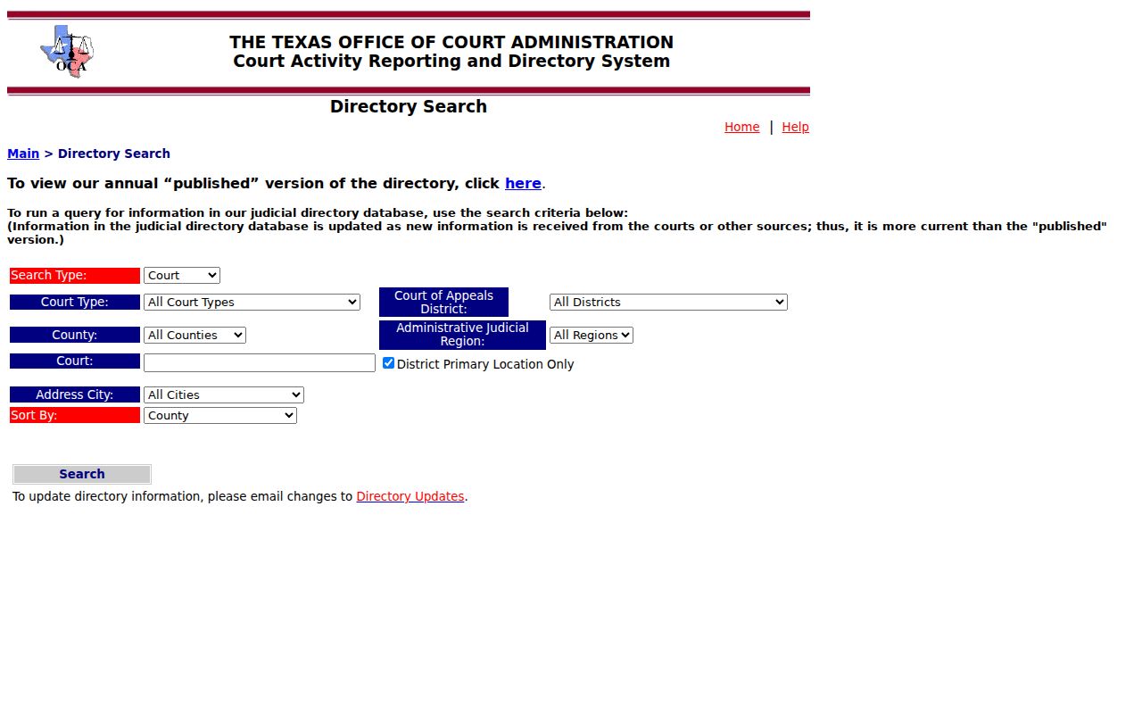 Titus County court schedule state court directory search