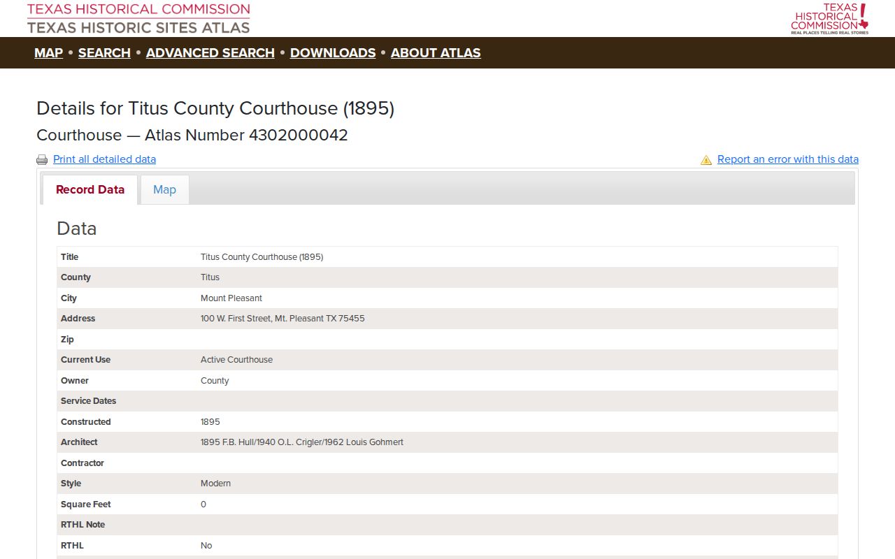 Historic Titus County courthouse court records source